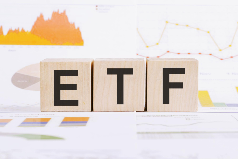 Illustration of a Malaysian investor choosing ETFs on a laptop